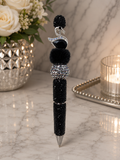 Black beaded pen with swan focal bead