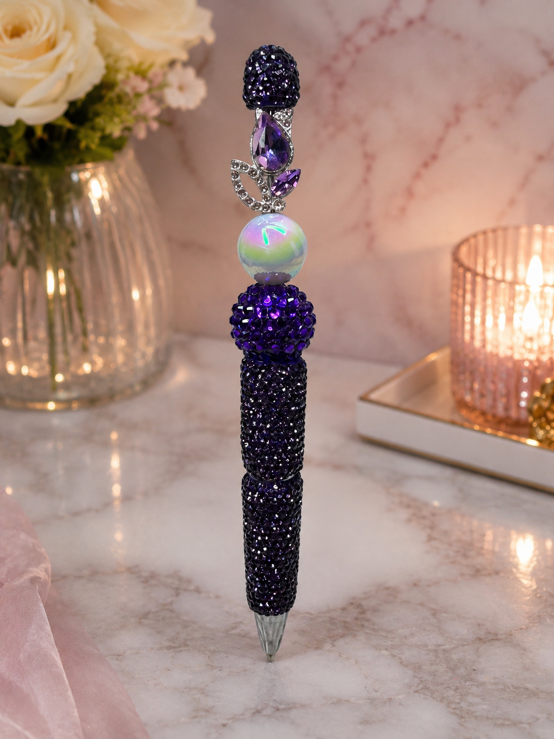 Purple pen with flower