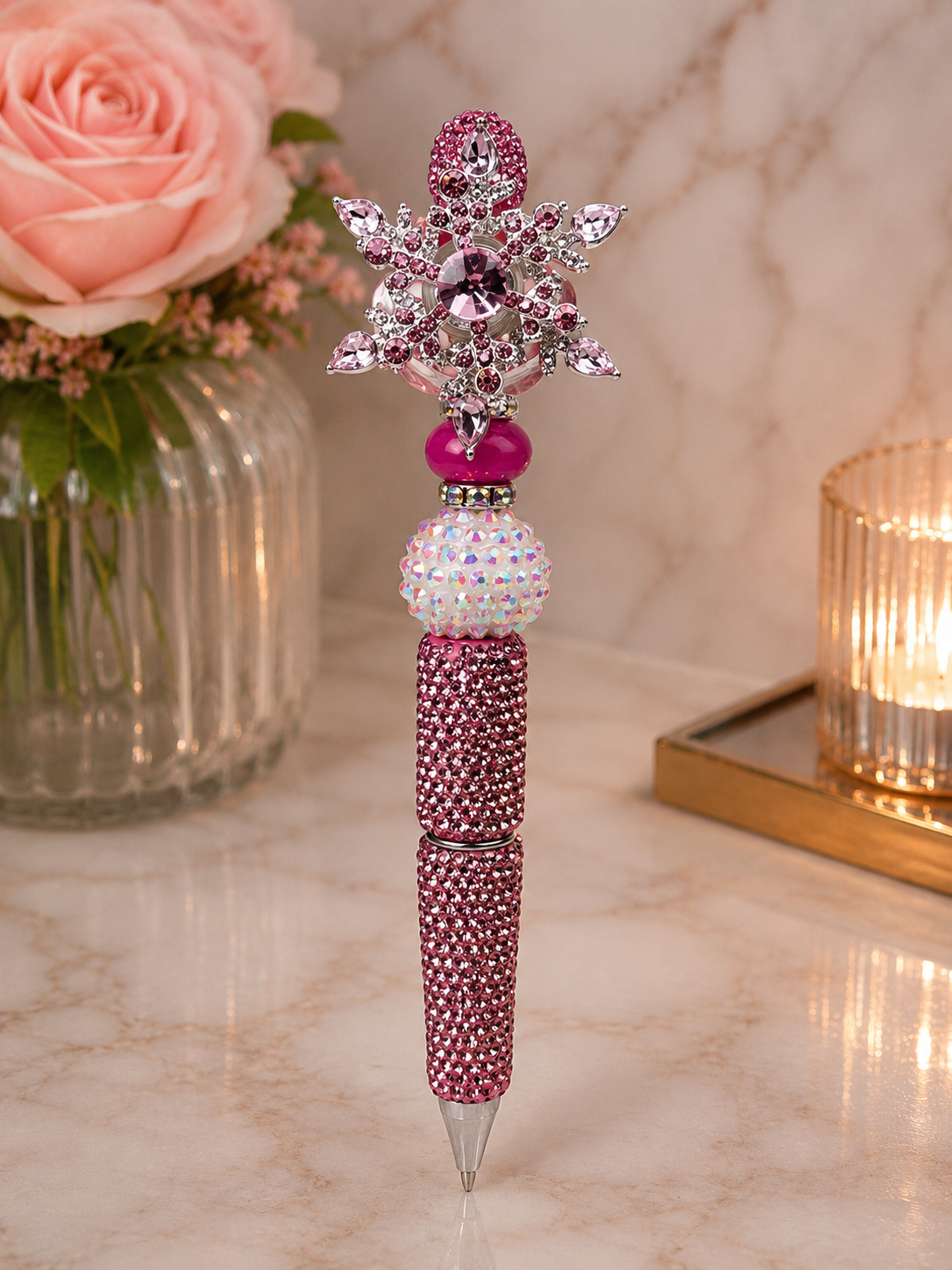 Pink with spinner focal bead