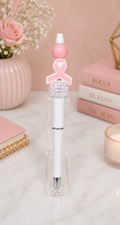 Breast Cancer Ink Pen with Chrome Bead