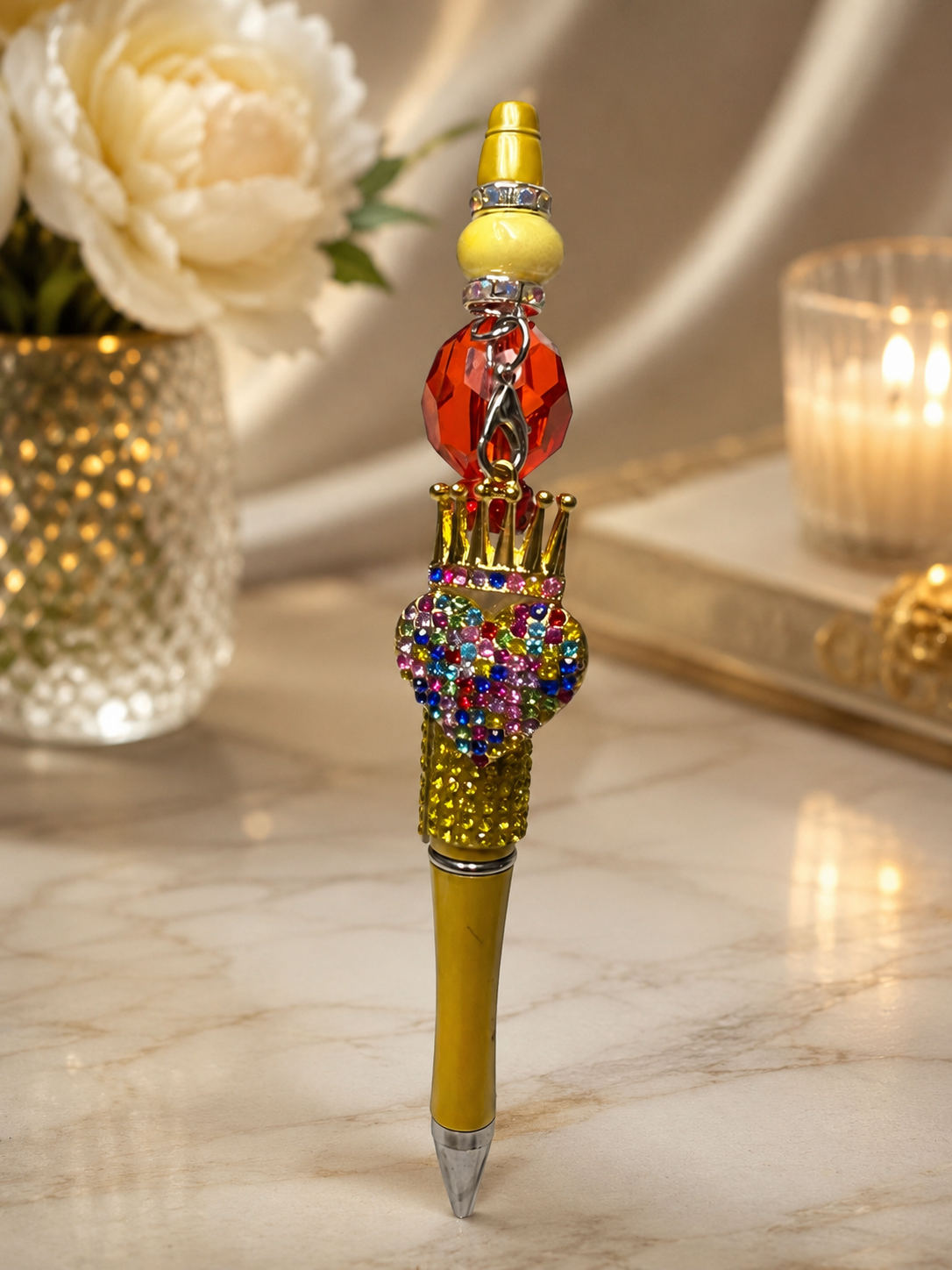 Mustard Yellow beaded ink pen