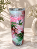 20 oz Pink and green swirl tumbler
