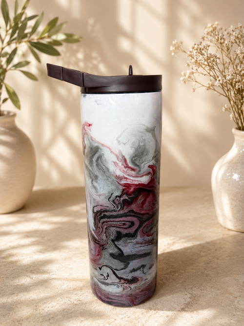 20oz Tumbler Gray and Burgundy swirl