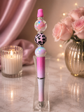 Pink ombré ink pen with clear focal bead