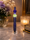Purple beaded pen with white rose bead