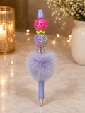 Lavender furry pen with cotton candy bead
