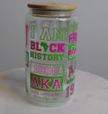 16oz Pink and Green Glass Tumbler
