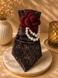 Burgandy paisley Necktie with Burgandy flower