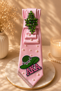 AKA Inspired necktie with lady in Hat patch