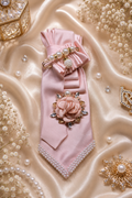 Pink Necktie with pink flower brooch